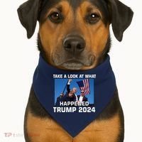 Donald Trump Take A Look What Happened I DonT Die Easily USA-Made Doggie Bandana thumb 1