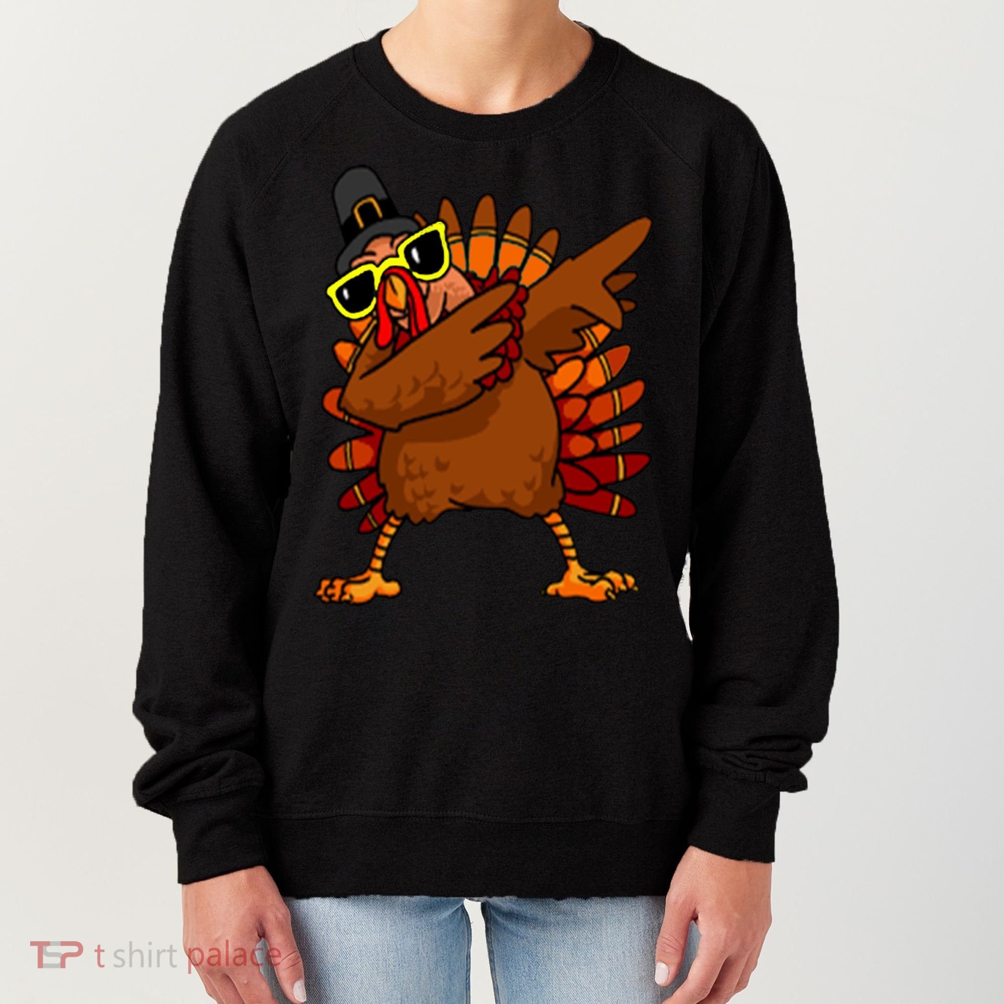Dabbing Turkey, Thanksgiving Funny Cute Women's Sweatshirt