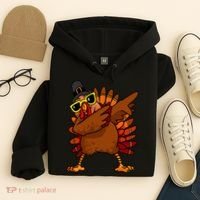 Dabbing Turkey, Thanksgiving Funny Cute Hoodie thumb 4