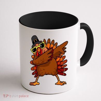 Dabbing Turkey, Thanksgiving Funny Cute Coffee Mug back