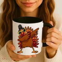Dabbing Turkey, Thanksgiving Funny Cute Coffee Mug thumb 3