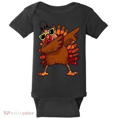 Dabbing Turkey, Thanksgiving Funny Cute Baby Bodysuit