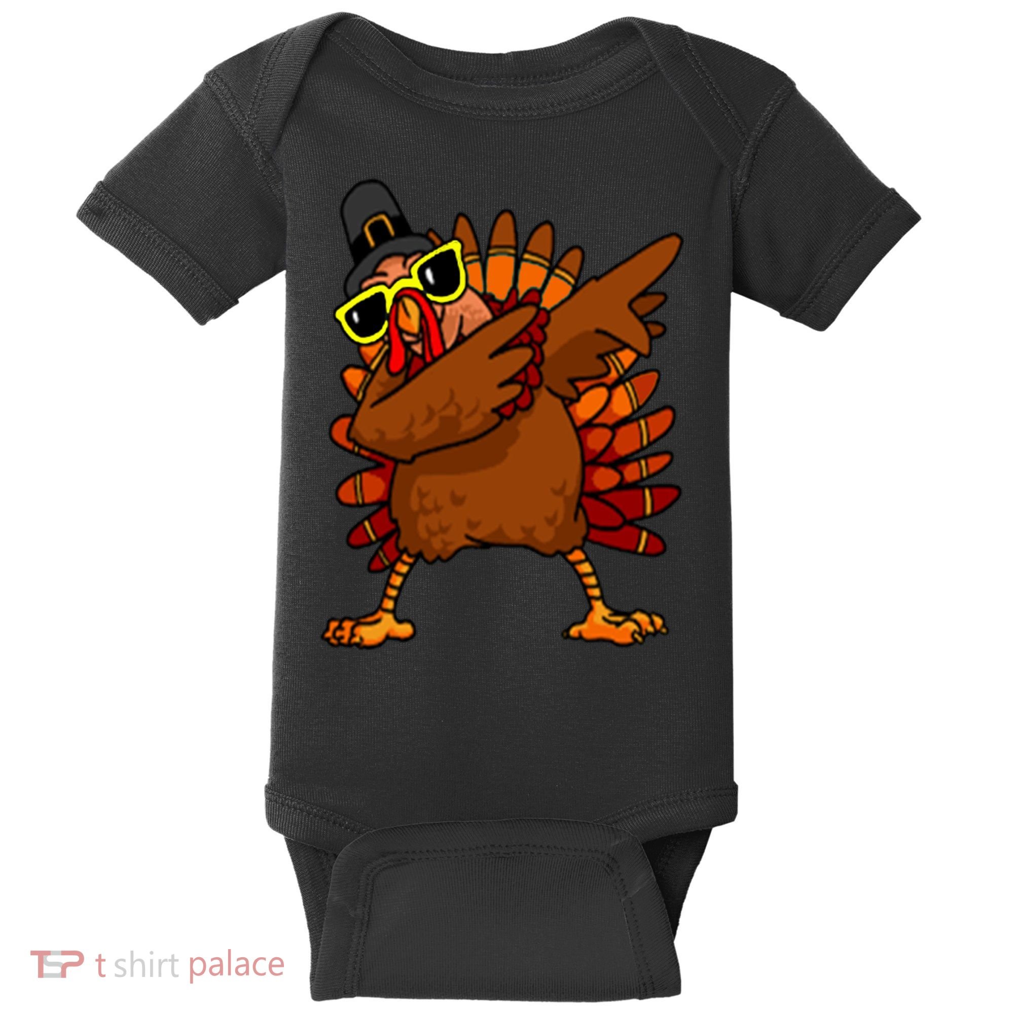 Dabbing Turkey, Thanksgiving Funny Cute Baby Bodysuit