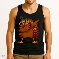 Dabbing Turkey, Thanksgiving Funny Cute Tank Top thumb 3
