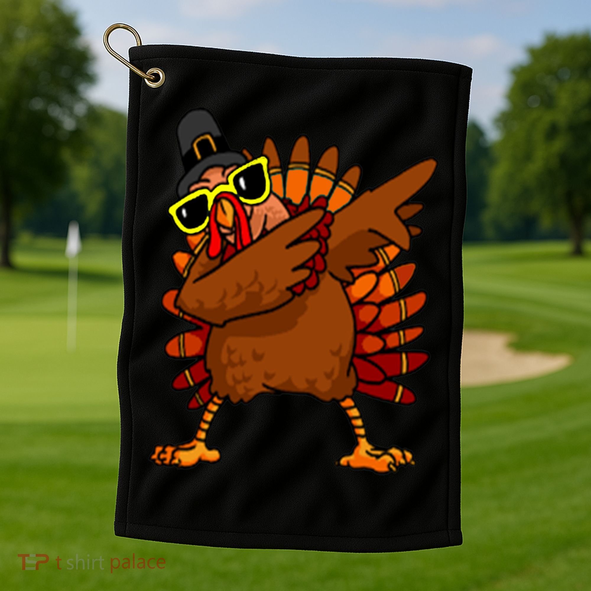 Dabbing Turkey, Thanksgiving Funny Cute Golf Towel
