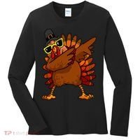 Dabbing Turkey, Thanksgiving Funny Cute Women's Long Sleeve Shirt thumb 0