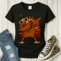 Dabbing Turkey, Thanksgiving Funny Cute Women's T-Shirt thumb 3