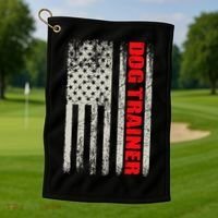 Dog Trainer Usa Flag Dog Training Fun K9 Training Show Dog Golf Towel thumb 1