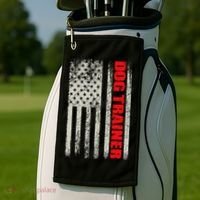Dog Trainer Usa Flag Dog Training Fun K9 Training Show Dog Golf Towel thumb 2