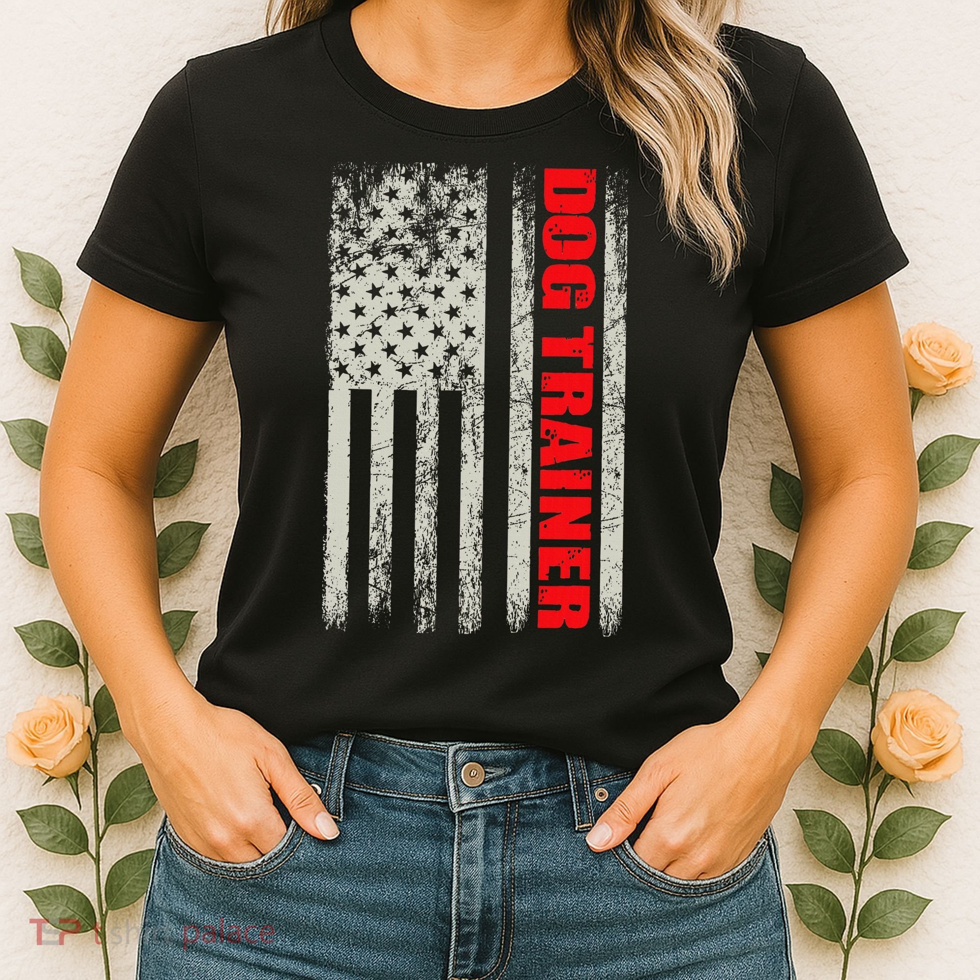 Dog Trainer Usa Flag Dog Training Fun K9 Training Show Dog Women's T-Shirt