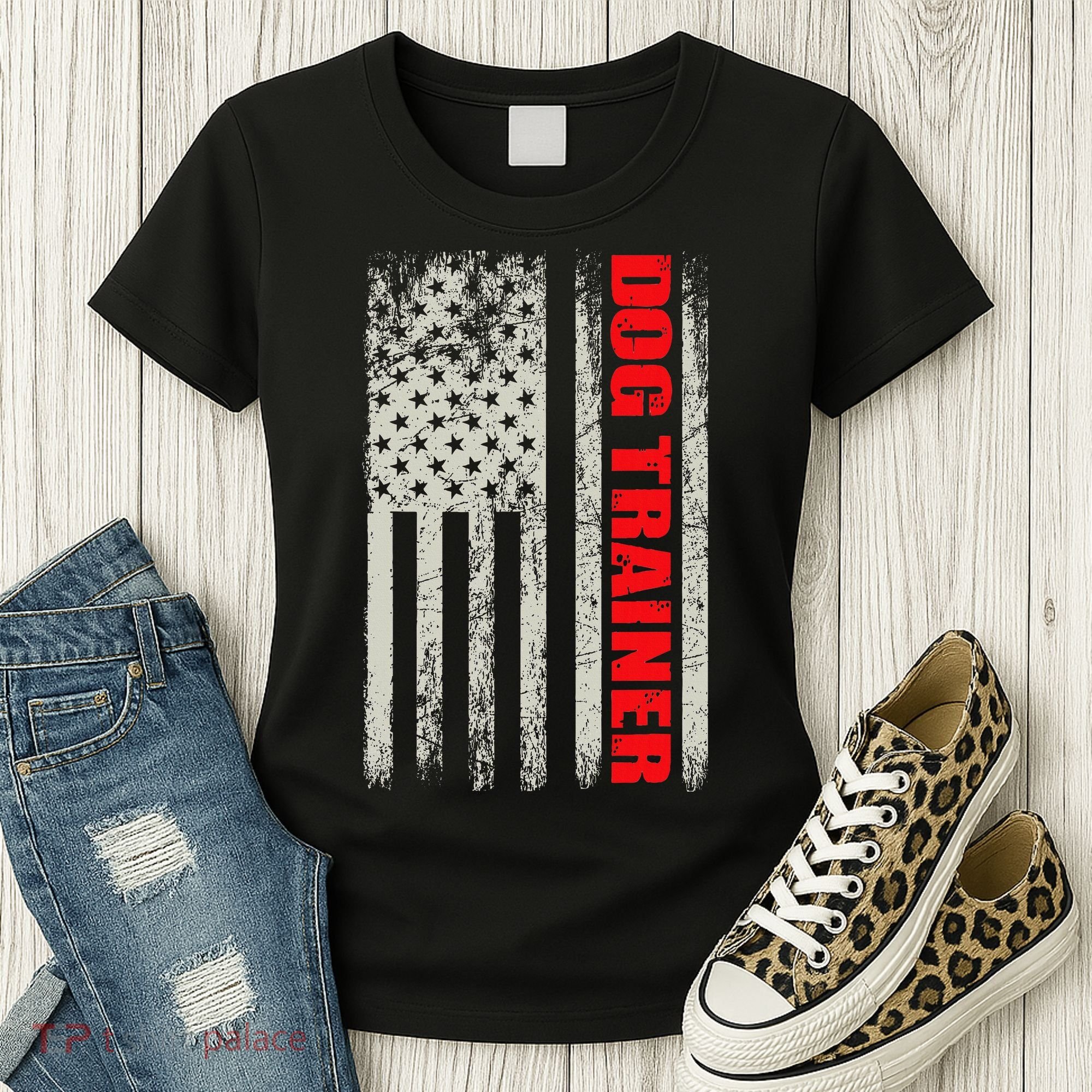 Dog Trainer Usa Flag Dog Training Fun K9 Training Show Dog Women's T-Shirt