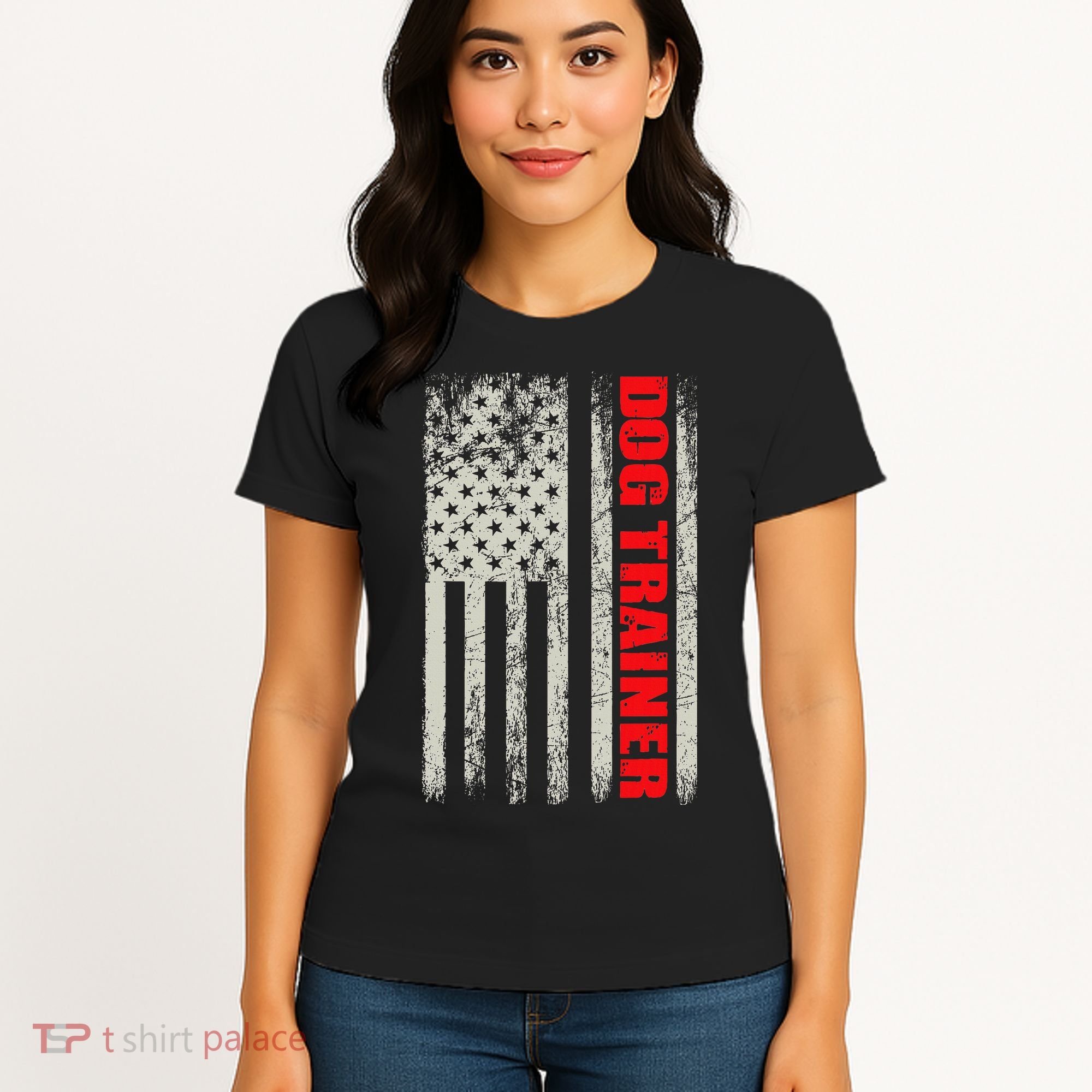 Dog Trainer Usa Flag Dog Training Fun K9 Training Show Dog Women's T-Shirt