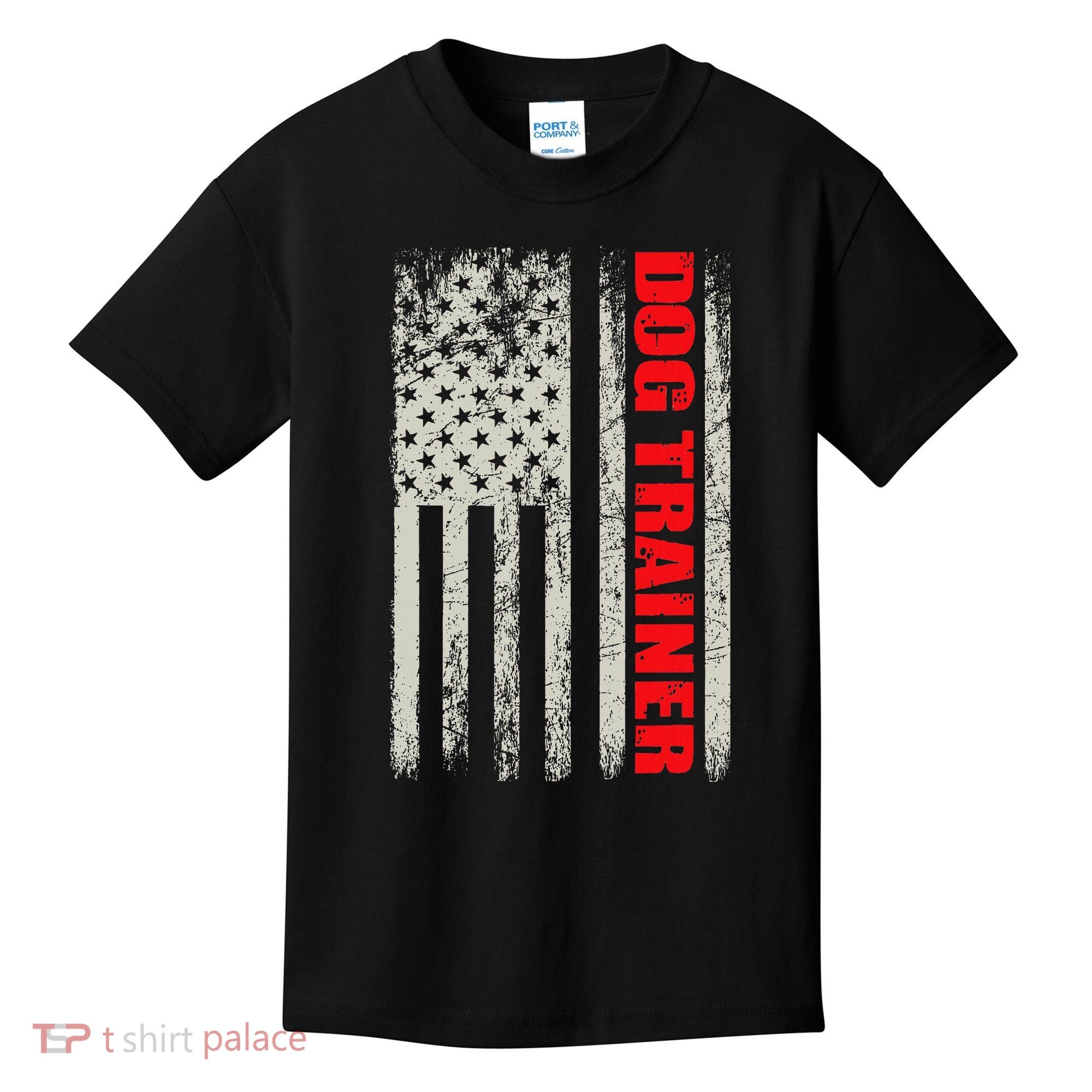 Dog Trainer Usa Flag Dog Training Fun K9 Training Show Dog Kids T-Shirt