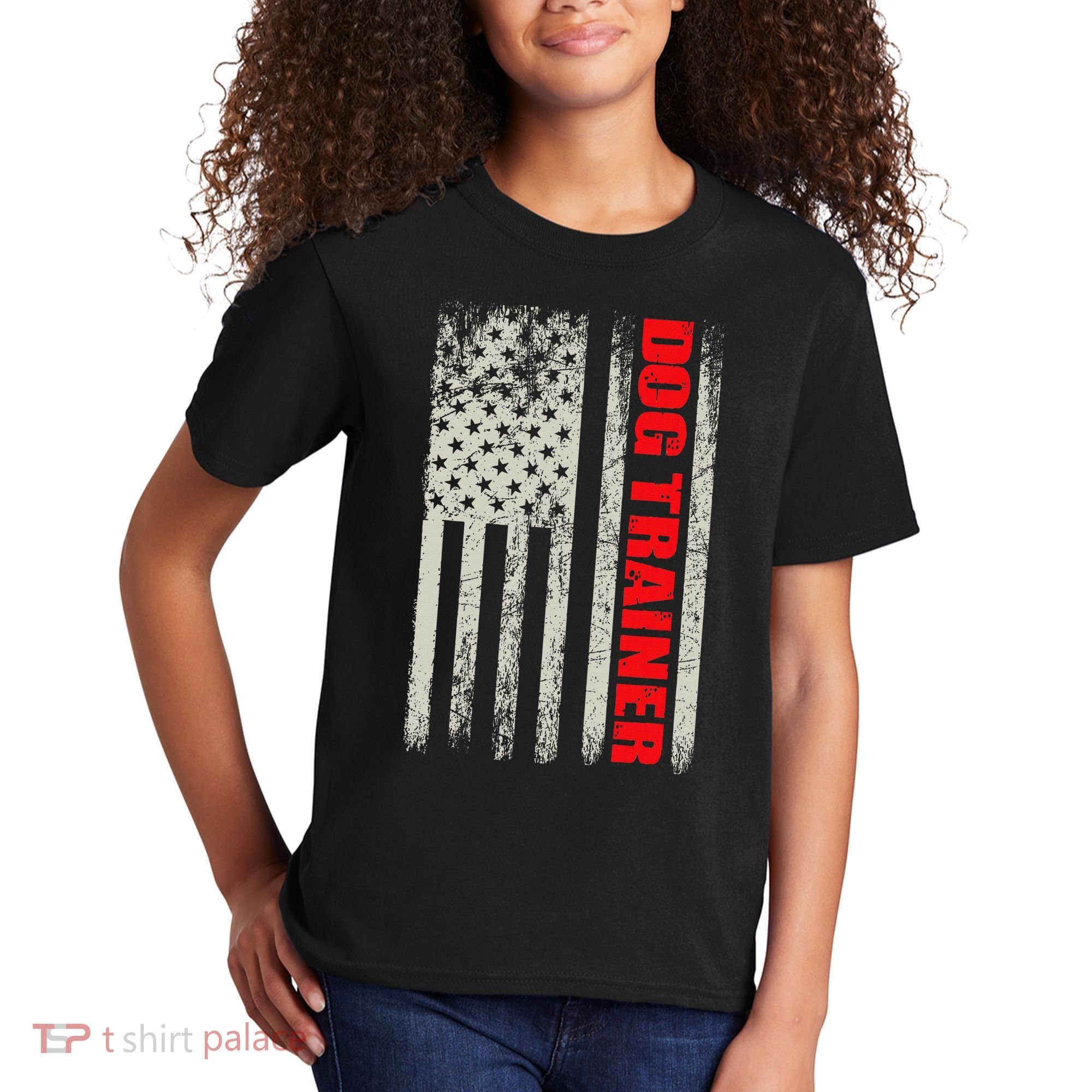 Dog Trainer Usa Flag Dog Training Fun K9 Training Show Dog Kids T-Shirt