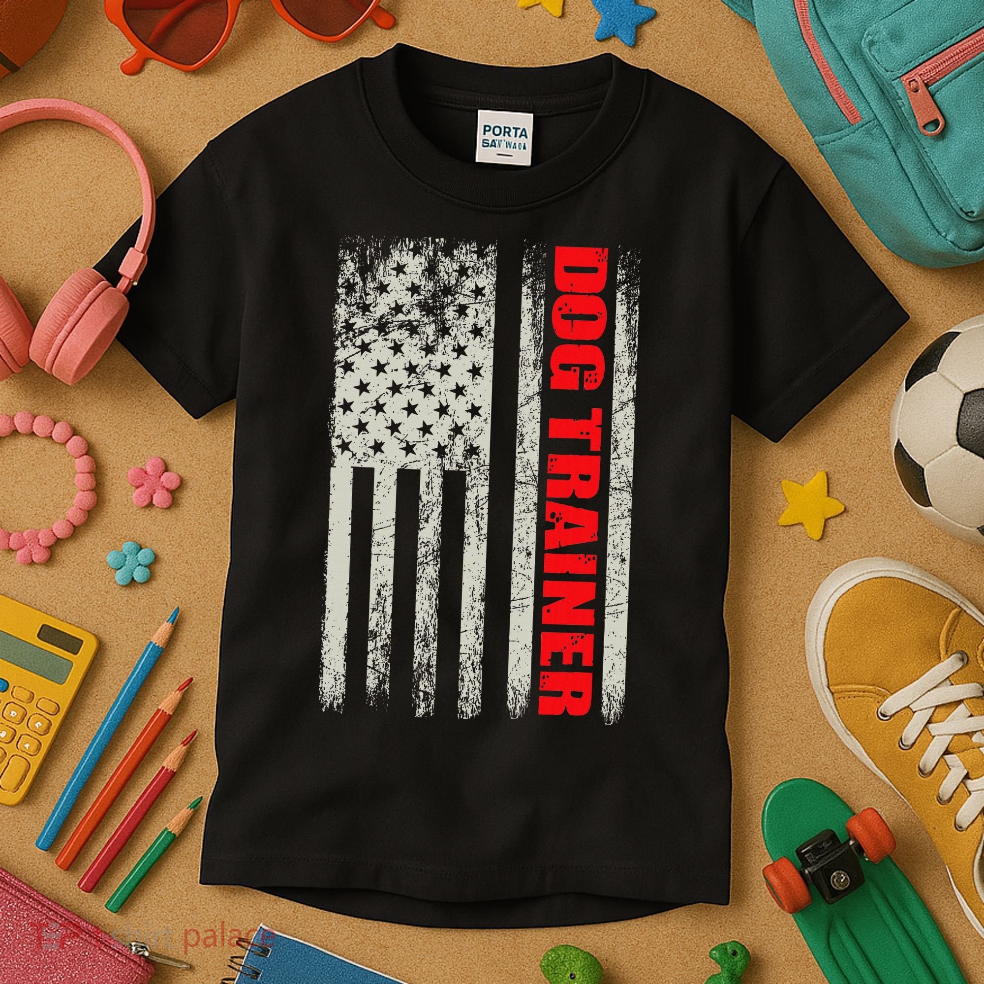 Dog Trainer Usa Flag Dog Training Fun K9 Training Show Dog Kids T-Shirt