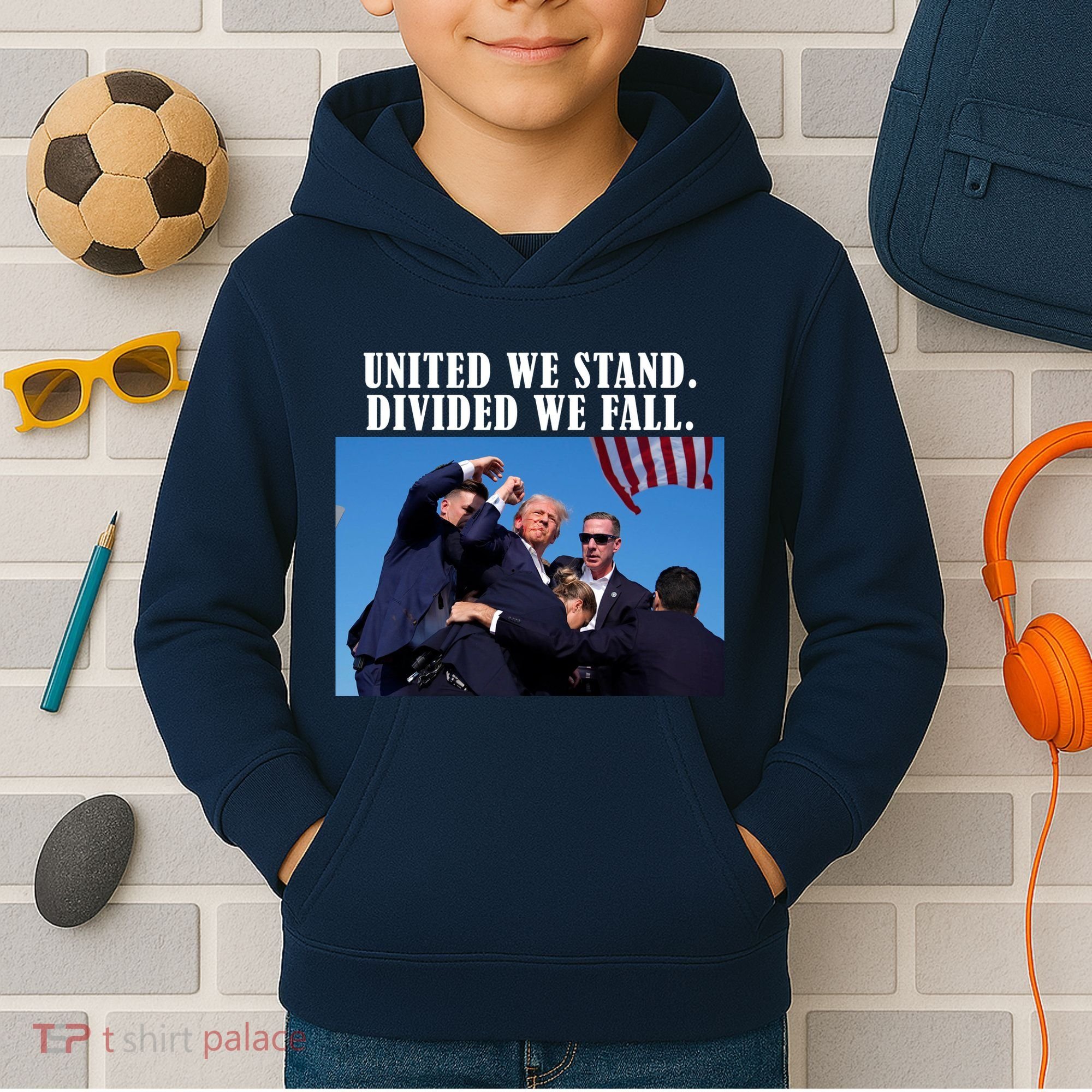 Donald Trump United We Stand Dived We Fall Kids Hoodie