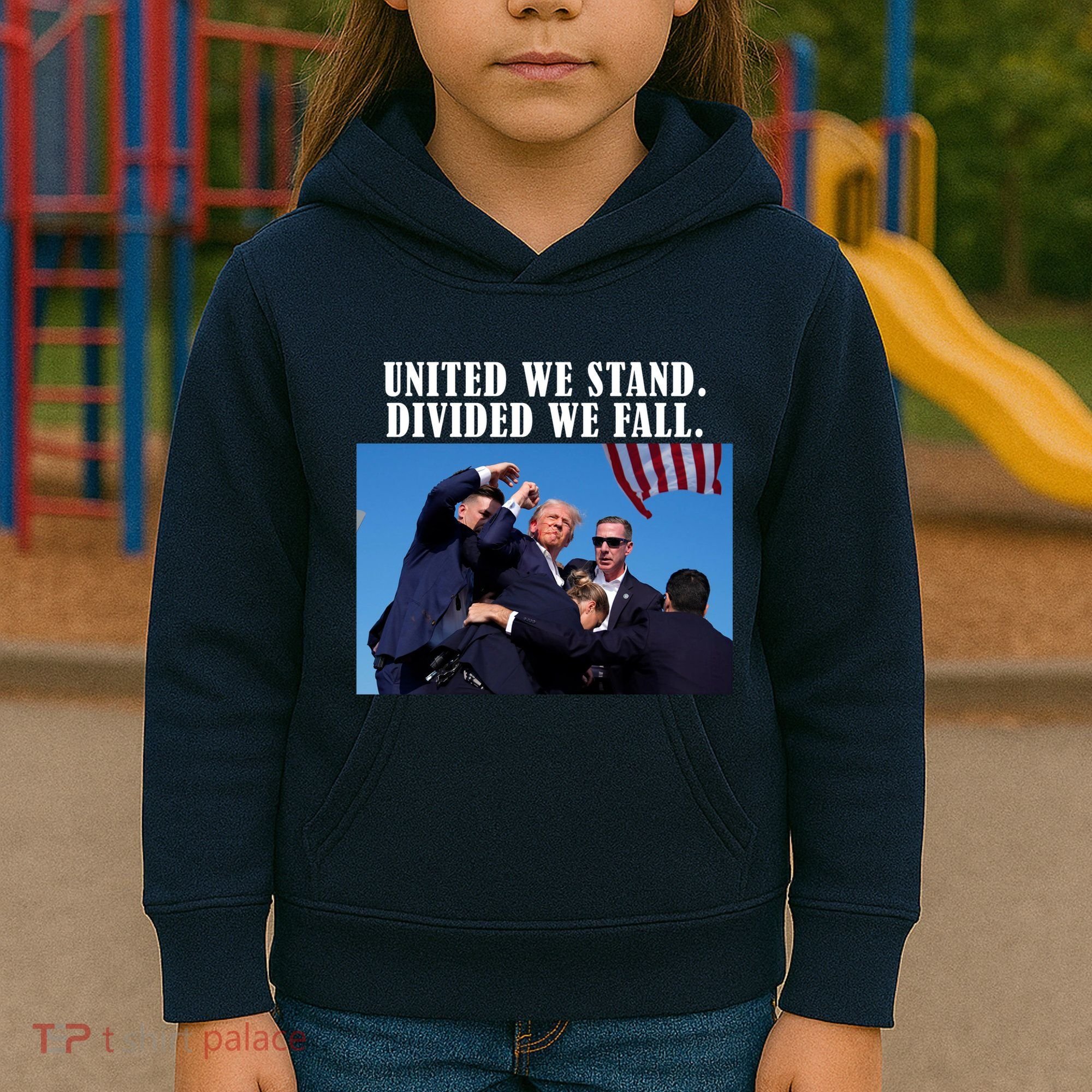 Donald Trump United We Stand Dived We Fall Kids Hoodie