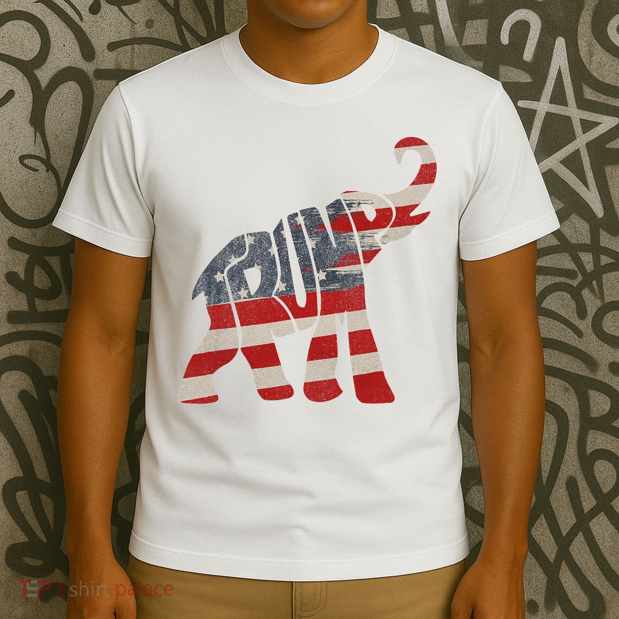 Donald Trump Vintage Republican Elephant USA Flag T-Shirt