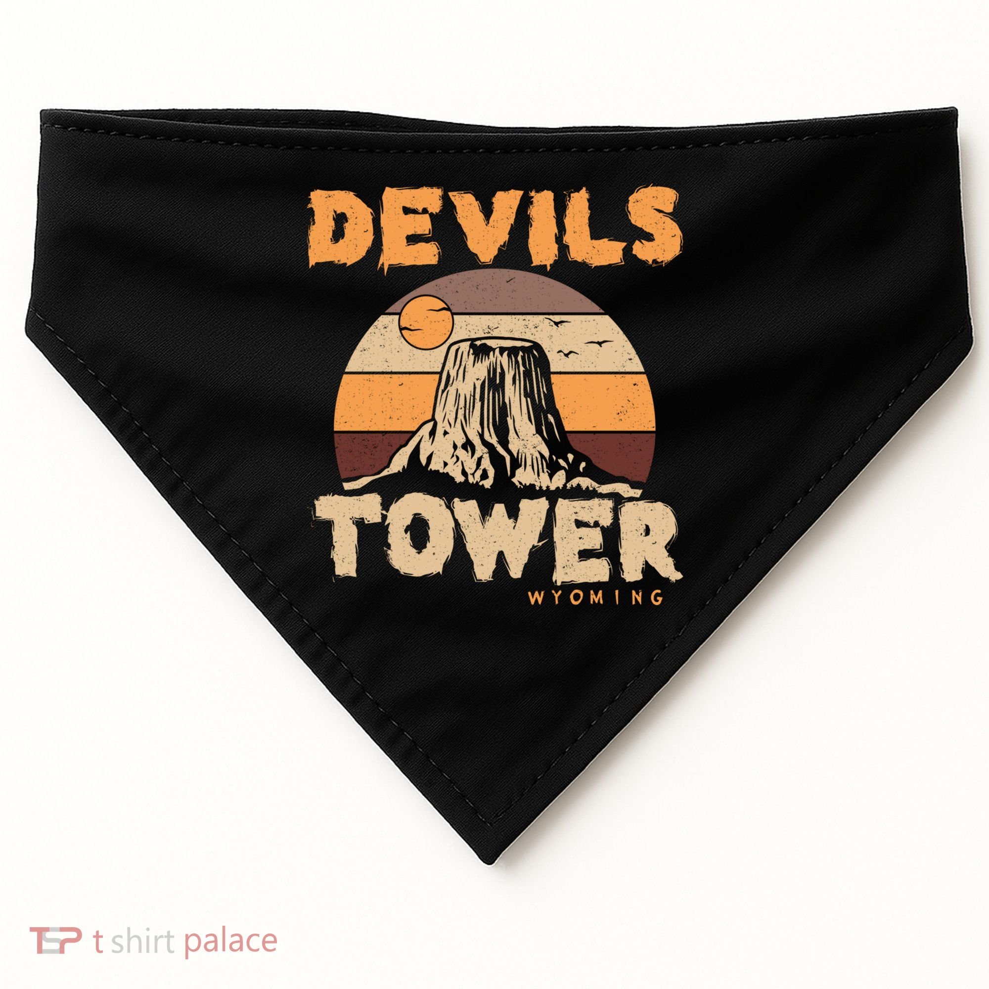 Devil's Tower Wyoming Hiking Camping Mountains Meaningful Gift USA-Made Doggie Bandana