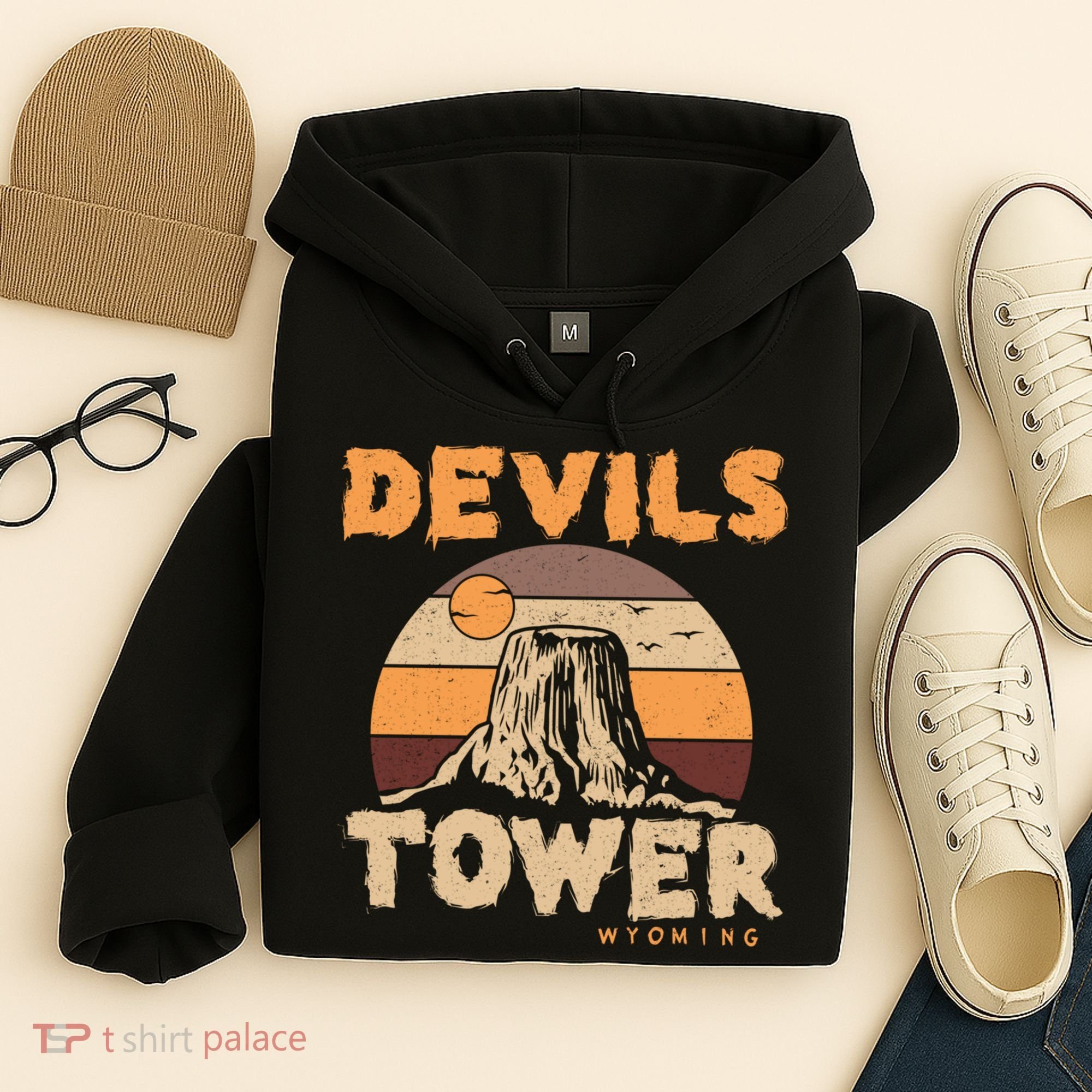 Devil's Tower Wyoming Hiking Camping Mountains Meaningful Gift Hoodie