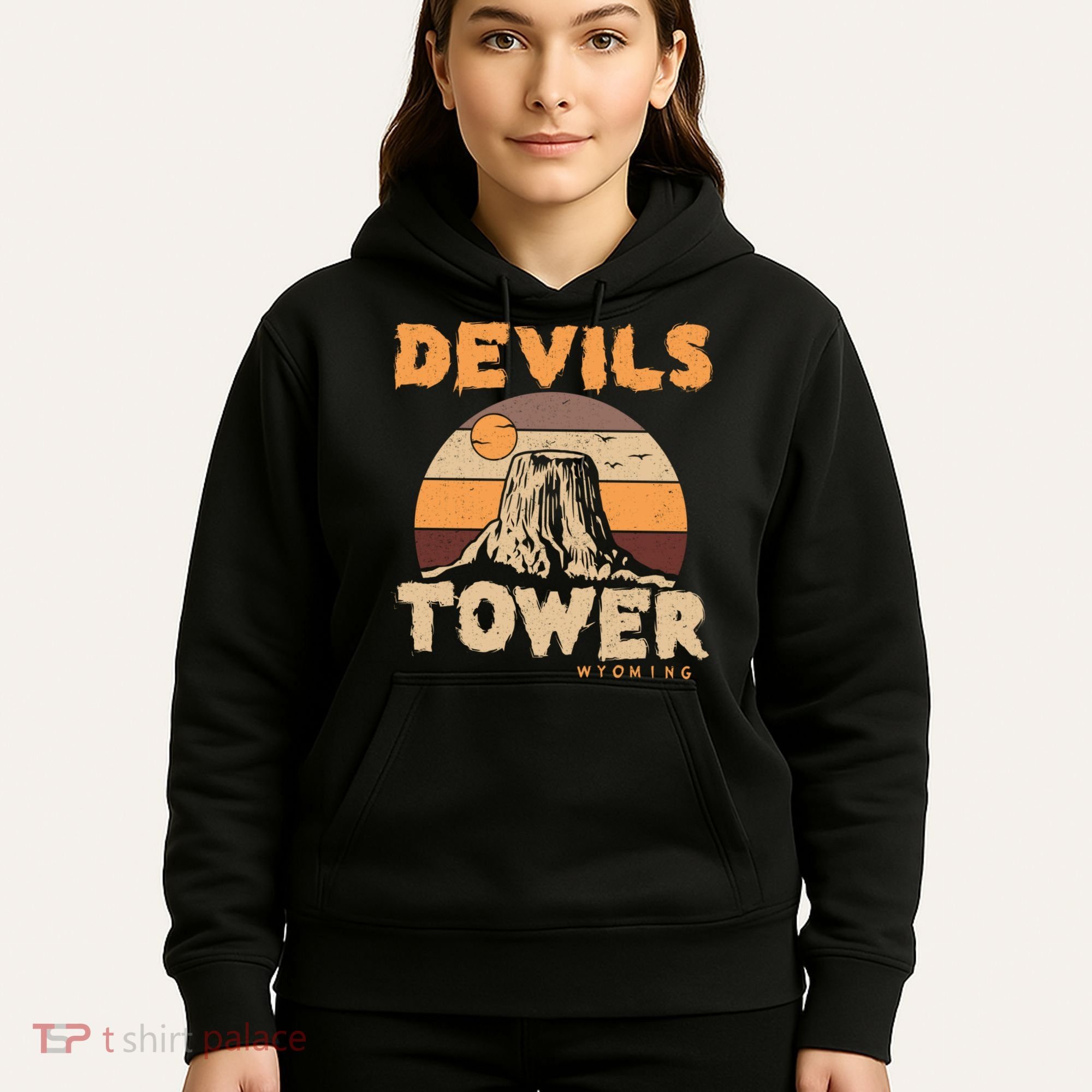 Devil's Tower Wyoming Hiking Camping Mountains Meaningful Gift Hoodie