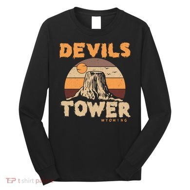 Devil's Tower Wyoming Hiking Camping Mountains Meaningful Gift Long Sleeve Shirt