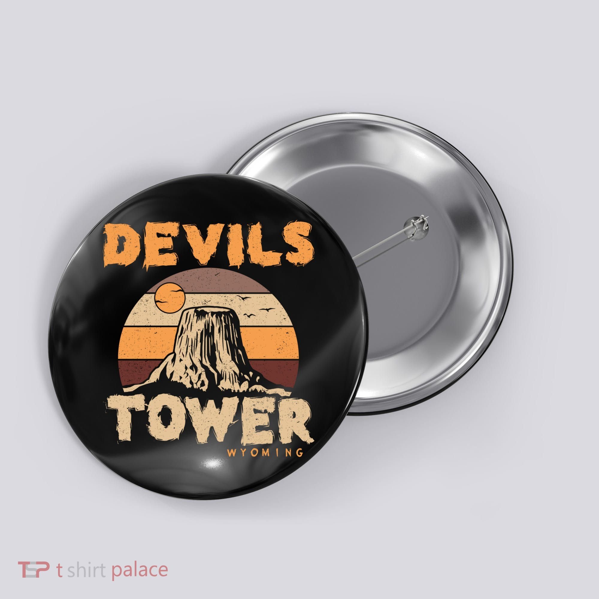 Devil's Tower Wyoming Hiking Camping Mountains Meaningful Gift Button