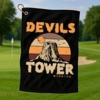 Devil's Tower Wyoming Hiking Camping Mountains Meaningful Gift Golf Towel thumb 1