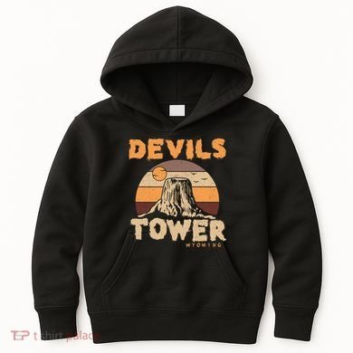 Devil's Tower Wyoming Hiking Camping Mountains Meaningful Gift Kids Hoodie