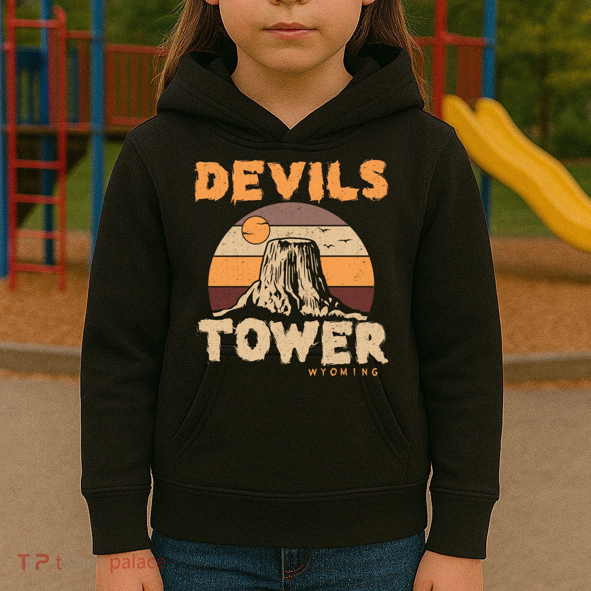 Devil's Tower Wyoming Hiking Camping Mountains Meaningful Gift Kids Hoodie