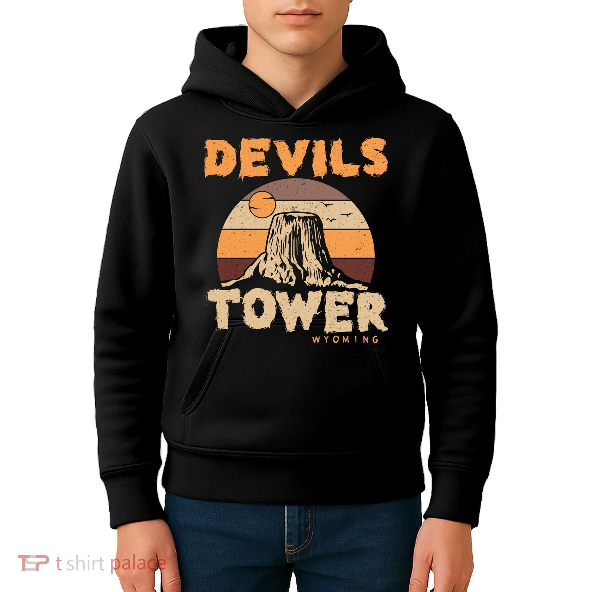 Devil's Tower Wyoming Hiking Camping Mountains Meaningful Gift Kids Hoodie