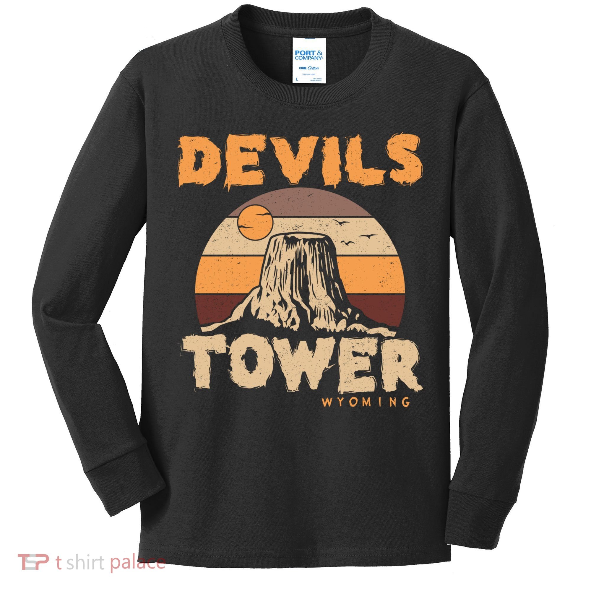Devil's Tower Wyoming Hiking Camping Mountains Meaningful Gift Kids Long Sleeve Shirt