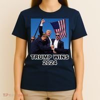 Donald Trump Wins 2024 Election Gun Shot Fired At Rally T-Shirt thumb 4