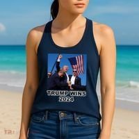 Donald Trump Wins 2024 Election Gun Shot Fired At Rally Women's Tank Top thumb 2