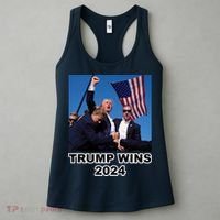Donald Trump Wins 2024 Election Gun Shot Fired At Rally Women's Tank Top thumb 3