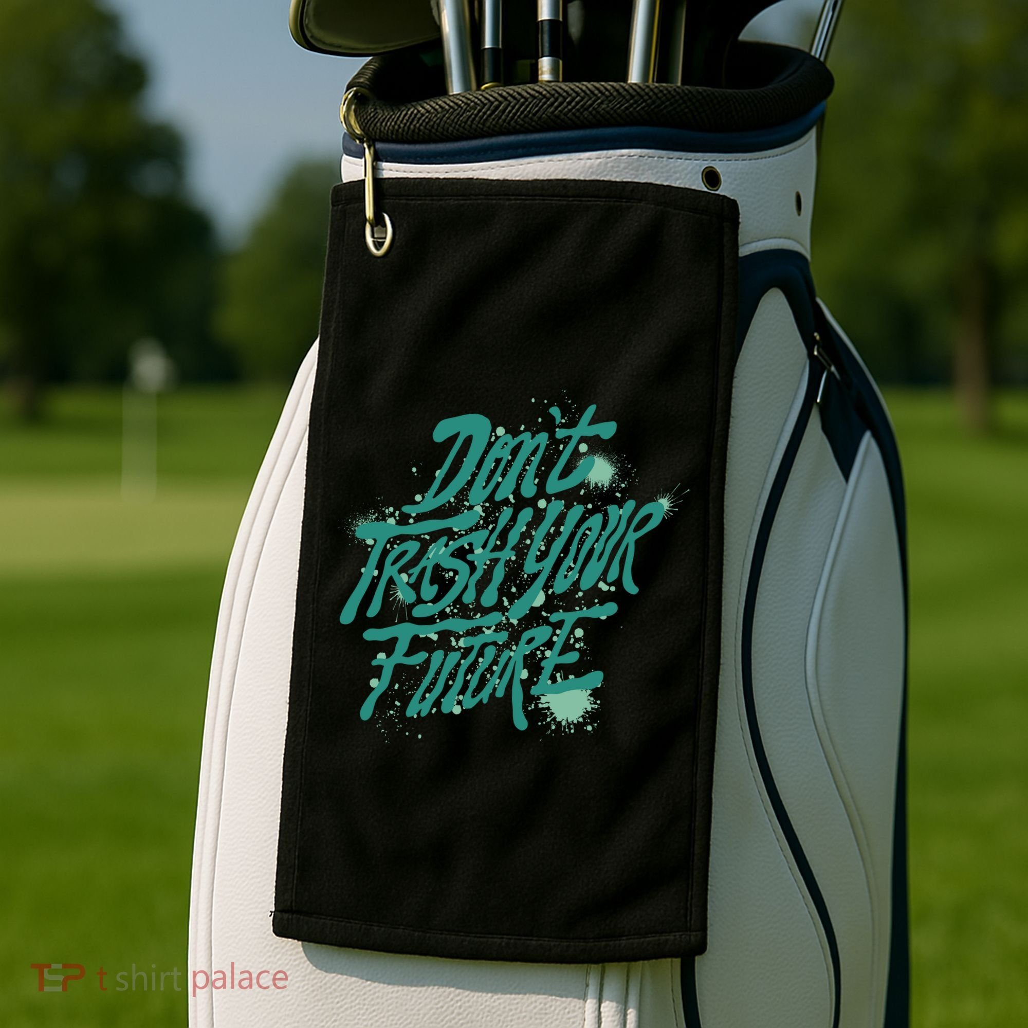 Don't Trash Your Future Earth Day Golf Towel