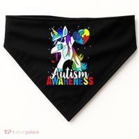 Dabbing Unicorn Autism Awareness Be Kind Gift USA-Made Doggie Bandana thumb 0