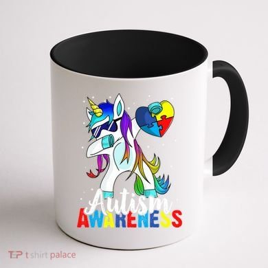 Dabbing Unicorn Autism Awareness Be Kind Gift Coffee Mug back