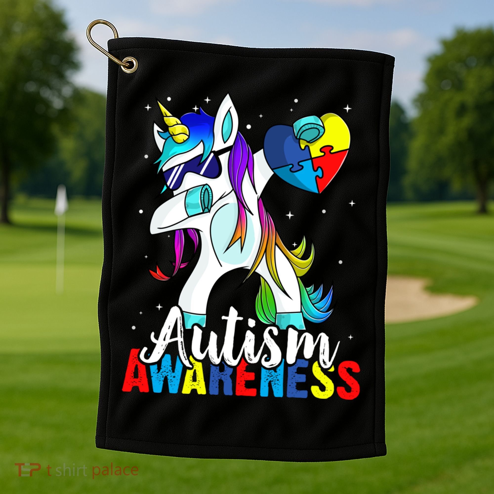 Dabbing Unicorn Autism Awareness Be Kind Gift Golf Towel