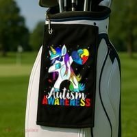 Dabbing Unicorn Autism Awareness Be Kind Gift Golf Towel thumb 2