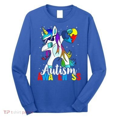 Dabbing Unicorn Autism Awareness Be Kind Gift Long Sleeve Shirt