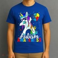 Dabbing Unicorn Autism Awareness Be Kind Gift T-Shirt thumb 3