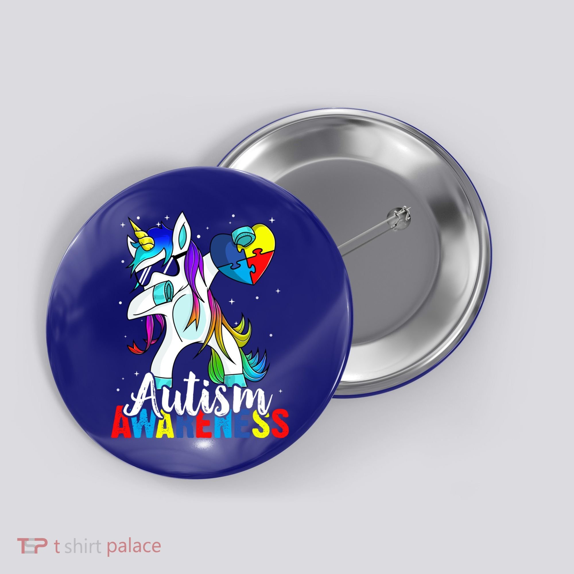 Dabbing Unicorn Autism Awareness Be Kind Gift Button