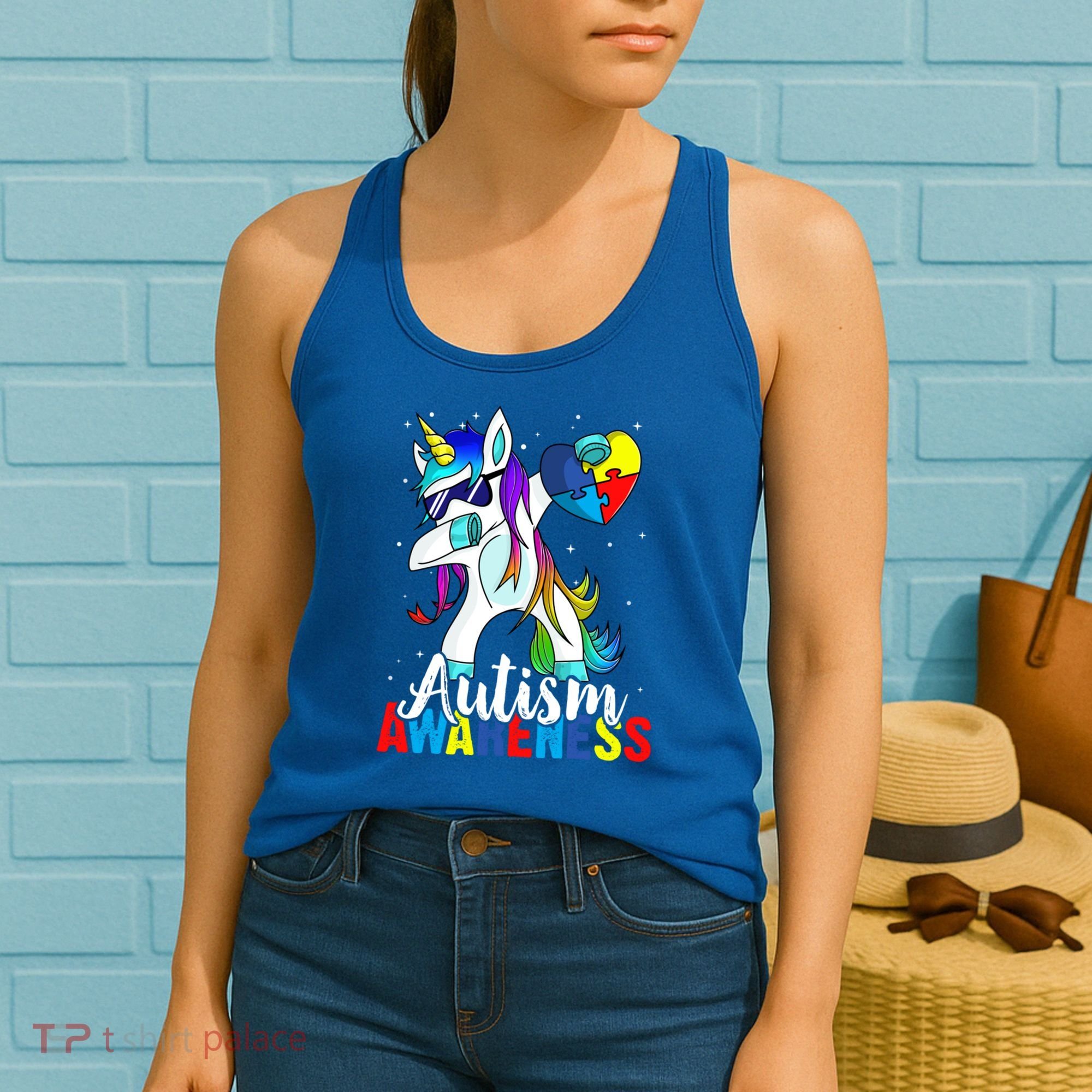 Dabbing Unicorn Autism Awareness Be Kind Gift Women's Tank Top