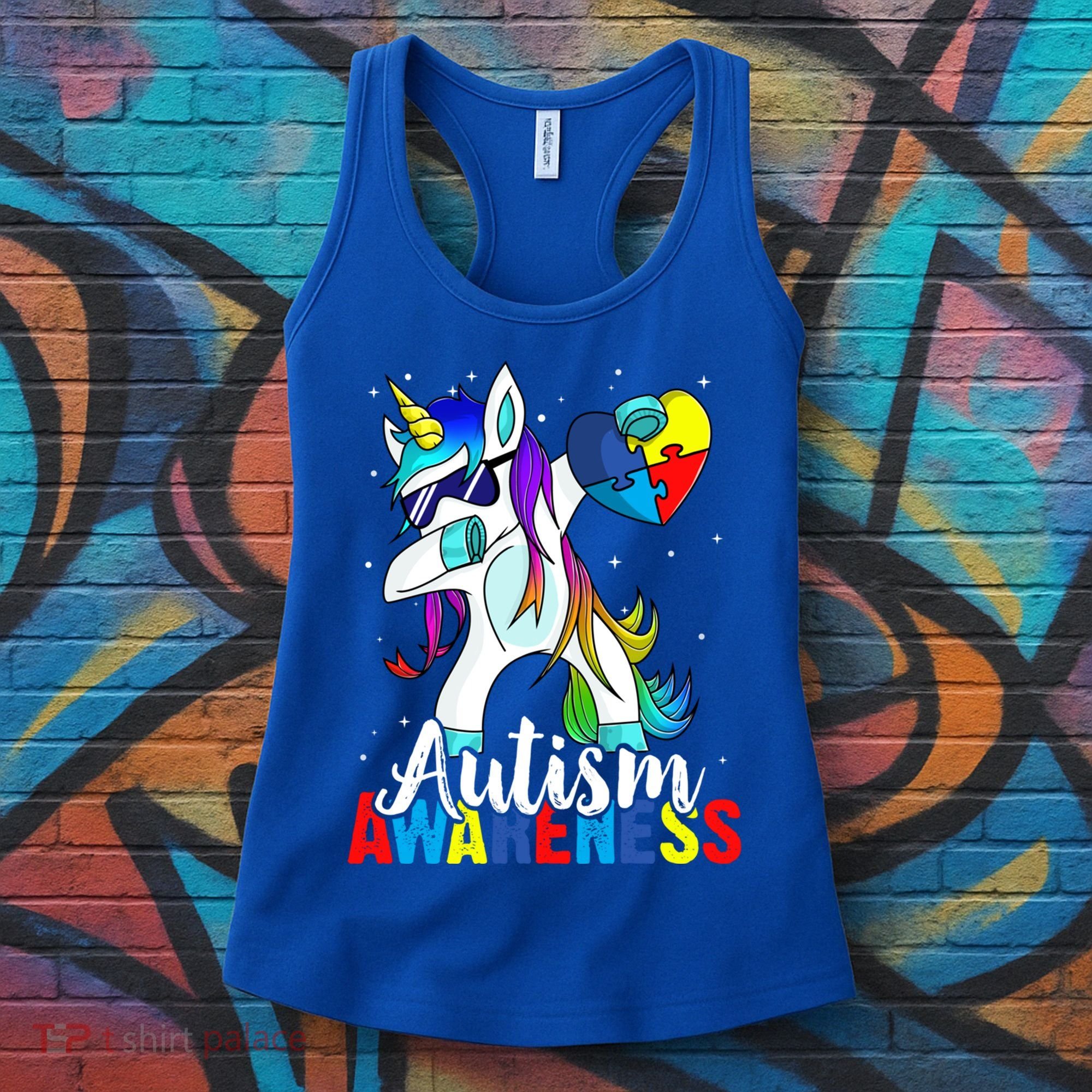 Dabbing Unicorn Autism Awareness Be Kind Gift Women's Tank Top