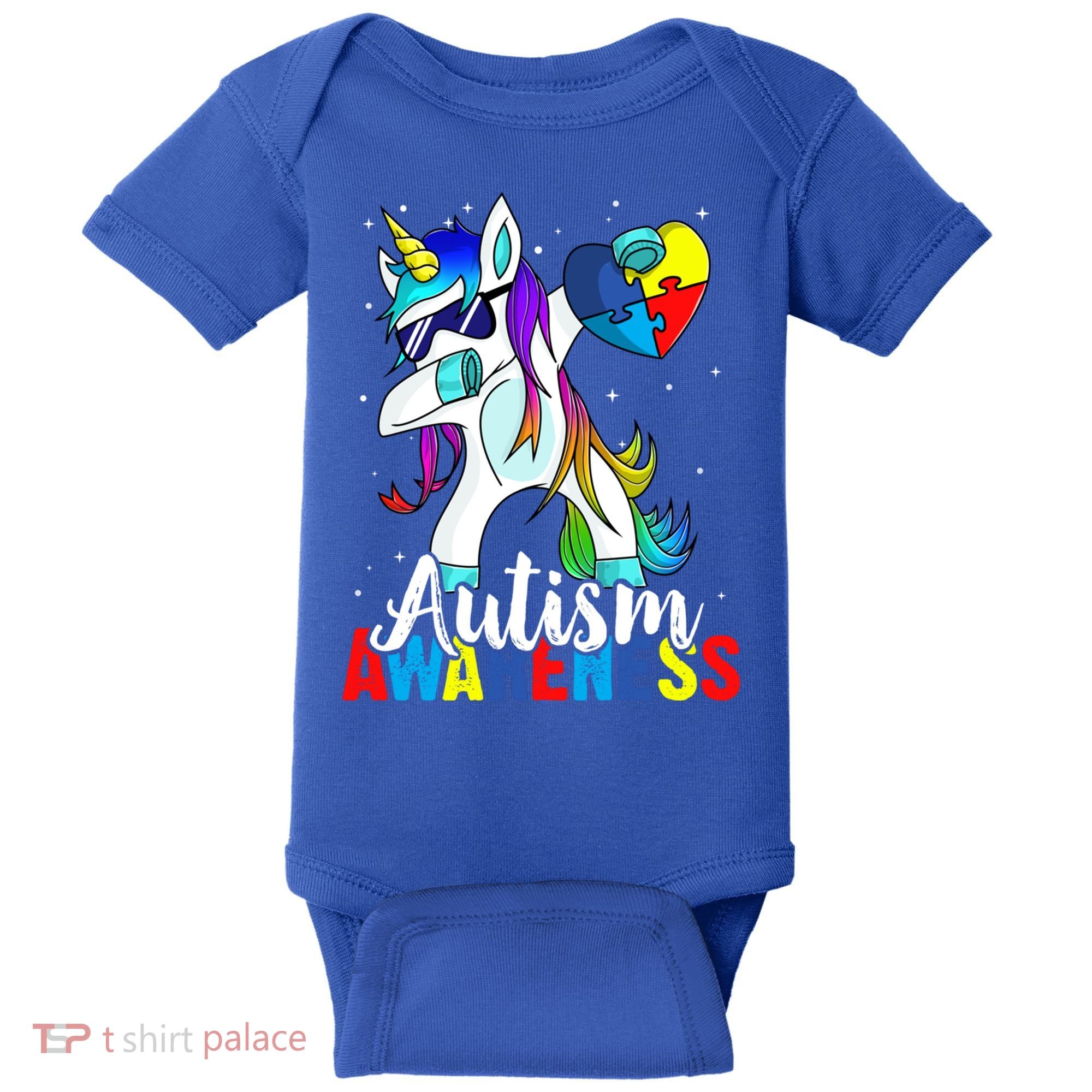Dabbing Unicorn Autism Awareness Be Kind Gift Baby Bodysuit