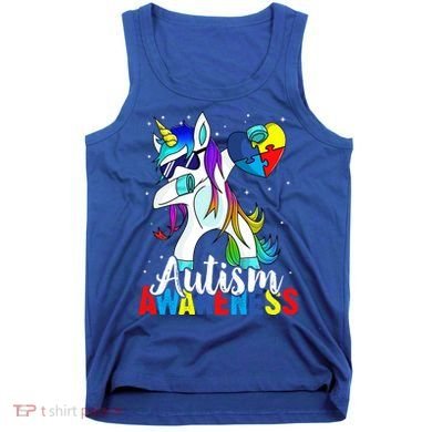 Dabbing Unicorn Autism Awareness Be Kind Gift Tank Top