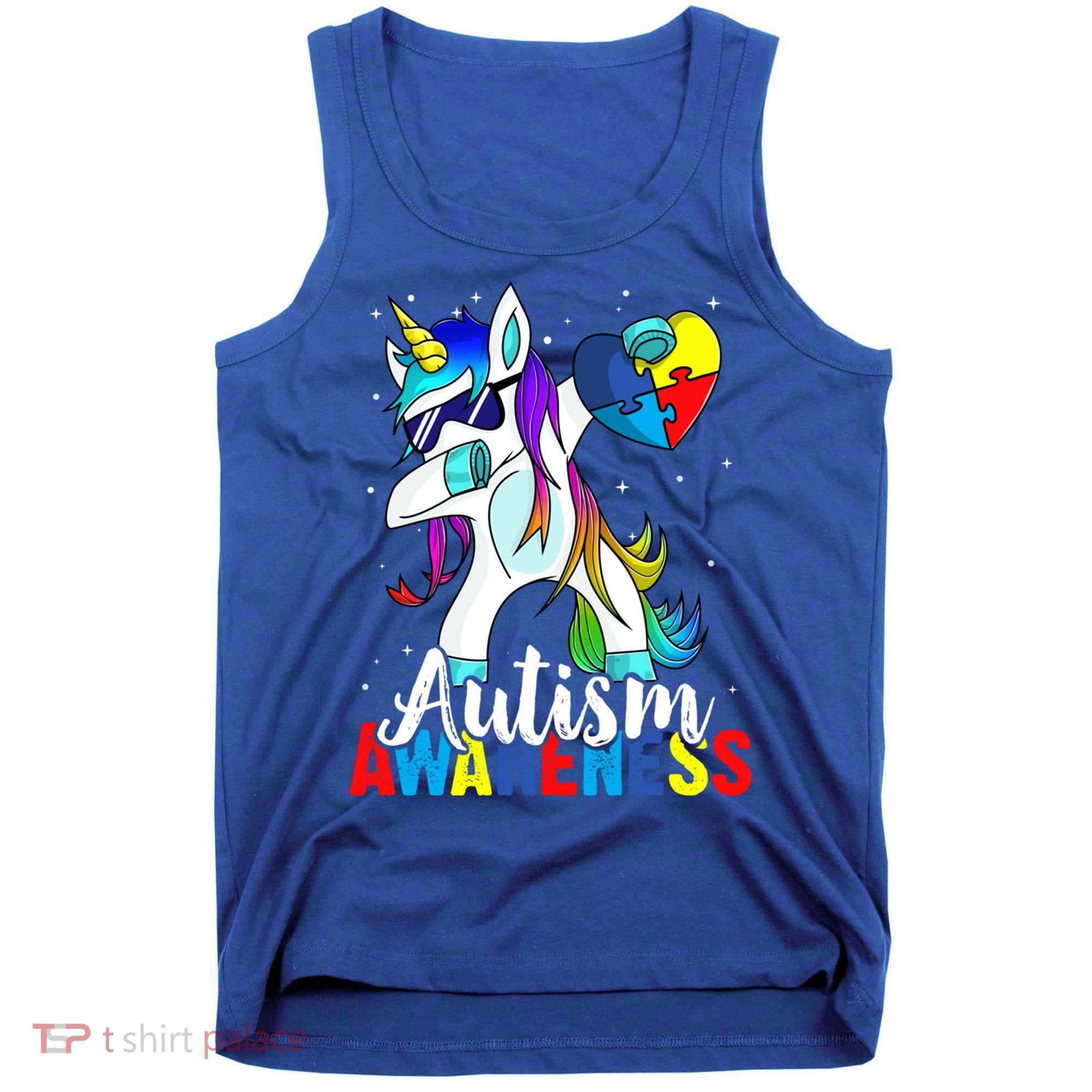 Dabbing Unicorn Autism Awareness Be Kind Gift Tank Top