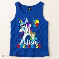 Dabbing Unicorn Autism Awareness Be Kind Gift Tank Top thumb 2