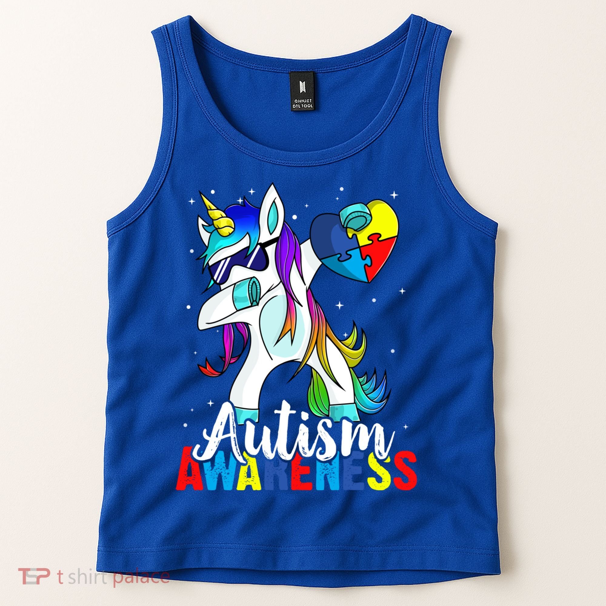 Dabbing Unicorn Autism Awareness Be Kind Gift Tank Top